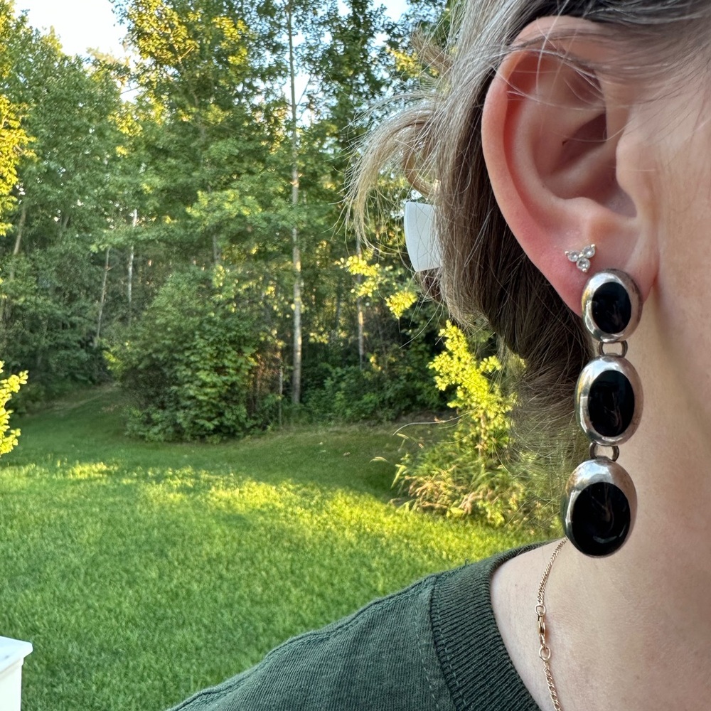 Elegant Black onyx earrings in 925 silver